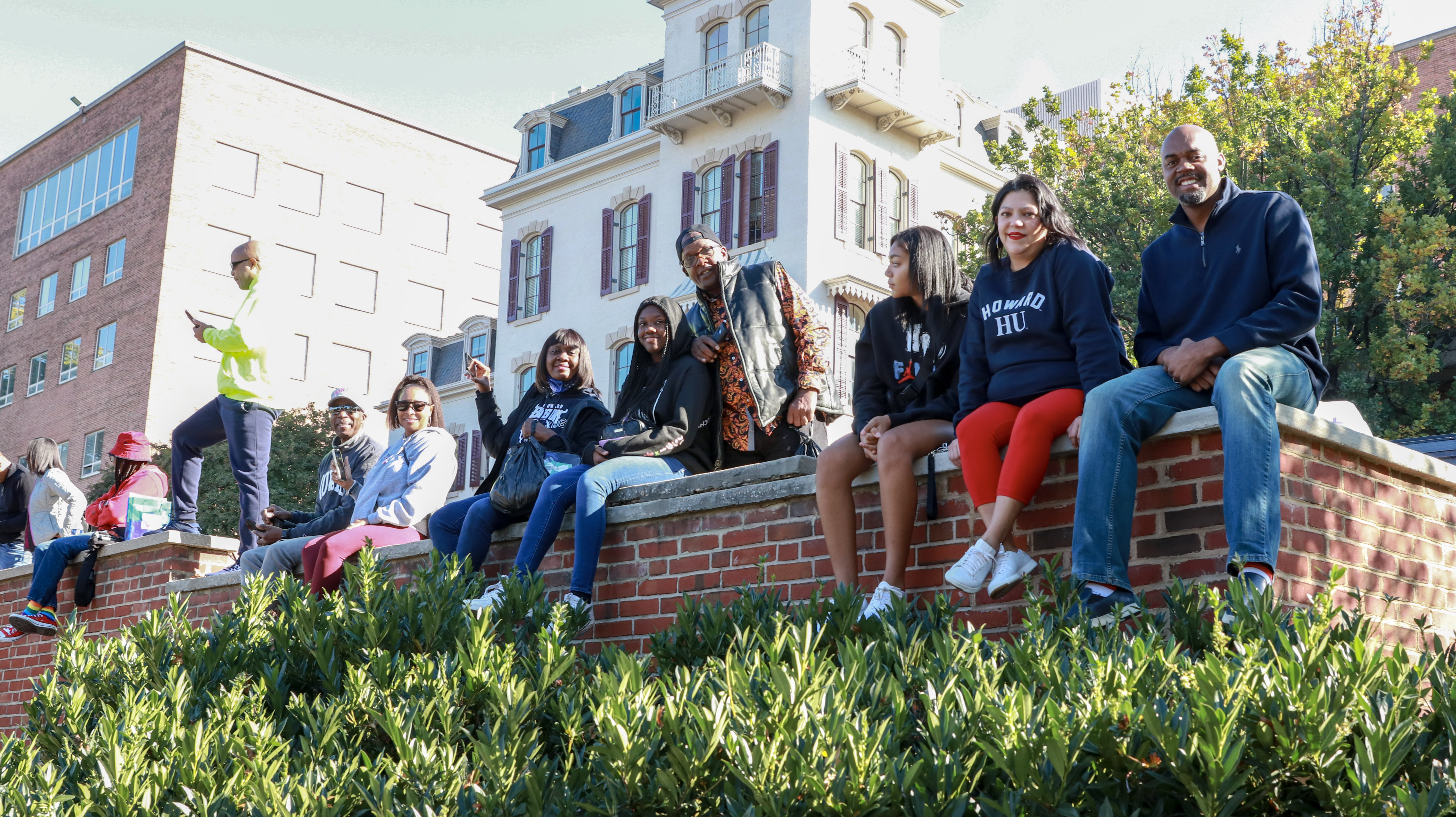 Bison sitting on ledge at Homecoming 2022