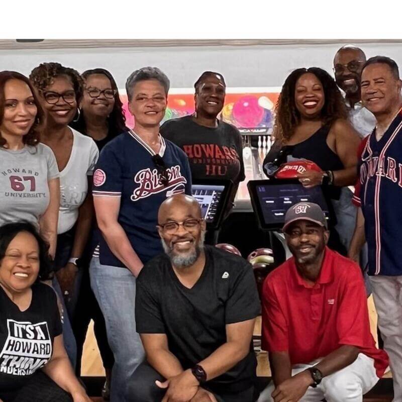 HUAC Trenton members posing for a photo at a bowling alley