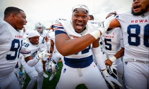 Howard football team celebrating