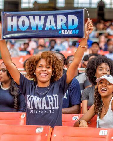 HU Bison fan cheering on the Bison