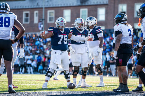 Howard defender #75 celebrating