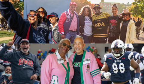 Homecoming 2025 collage of Howard alumni and students celebrating Howard’s legacy
